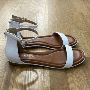 Kelly & Katie Women's White Nymie Faux Leather Strappy Open Toe Sandals